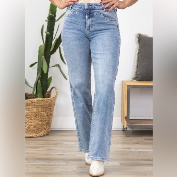 Judy Blue Jeans Plus High Waist Front Yoke Retro Wide Leg Tummy Control 16W - Picture 1 of 7